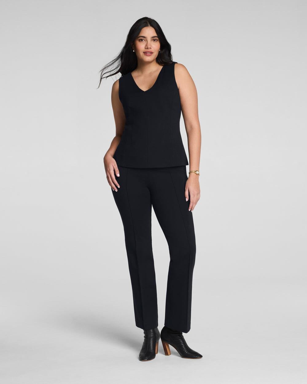 NWT SPANX Womens Large Ponte Polished Kick Flare Pants Pintuck Pull On Office